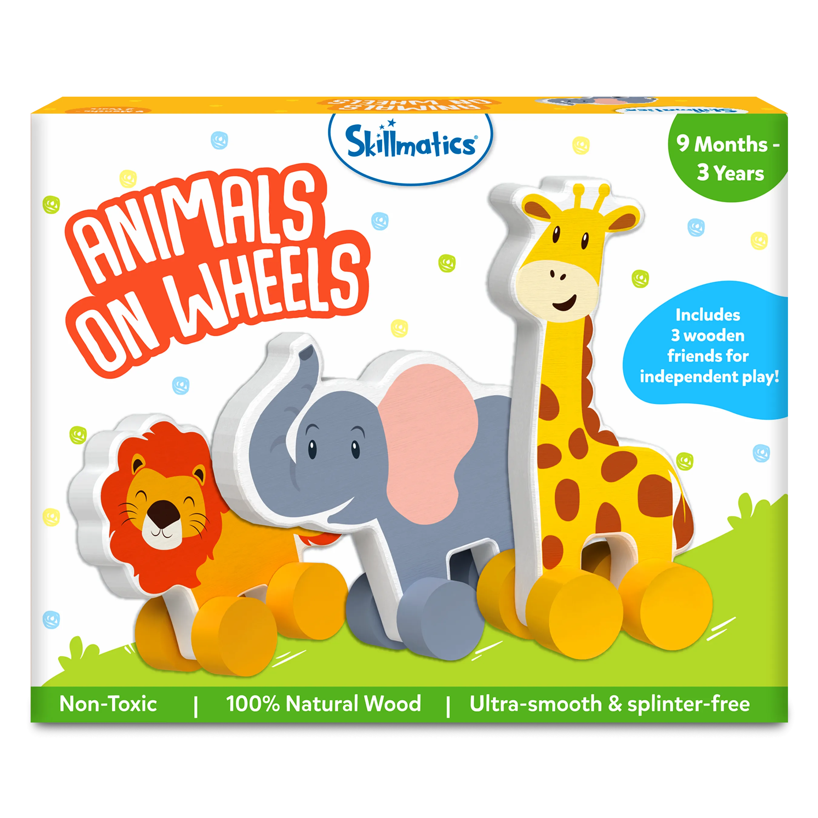 Skillmatics Wooden Animal Toys on Wheels, Imaginative Play for Toddlers, Educational Gifts for Infants 9 Months to 3 Years