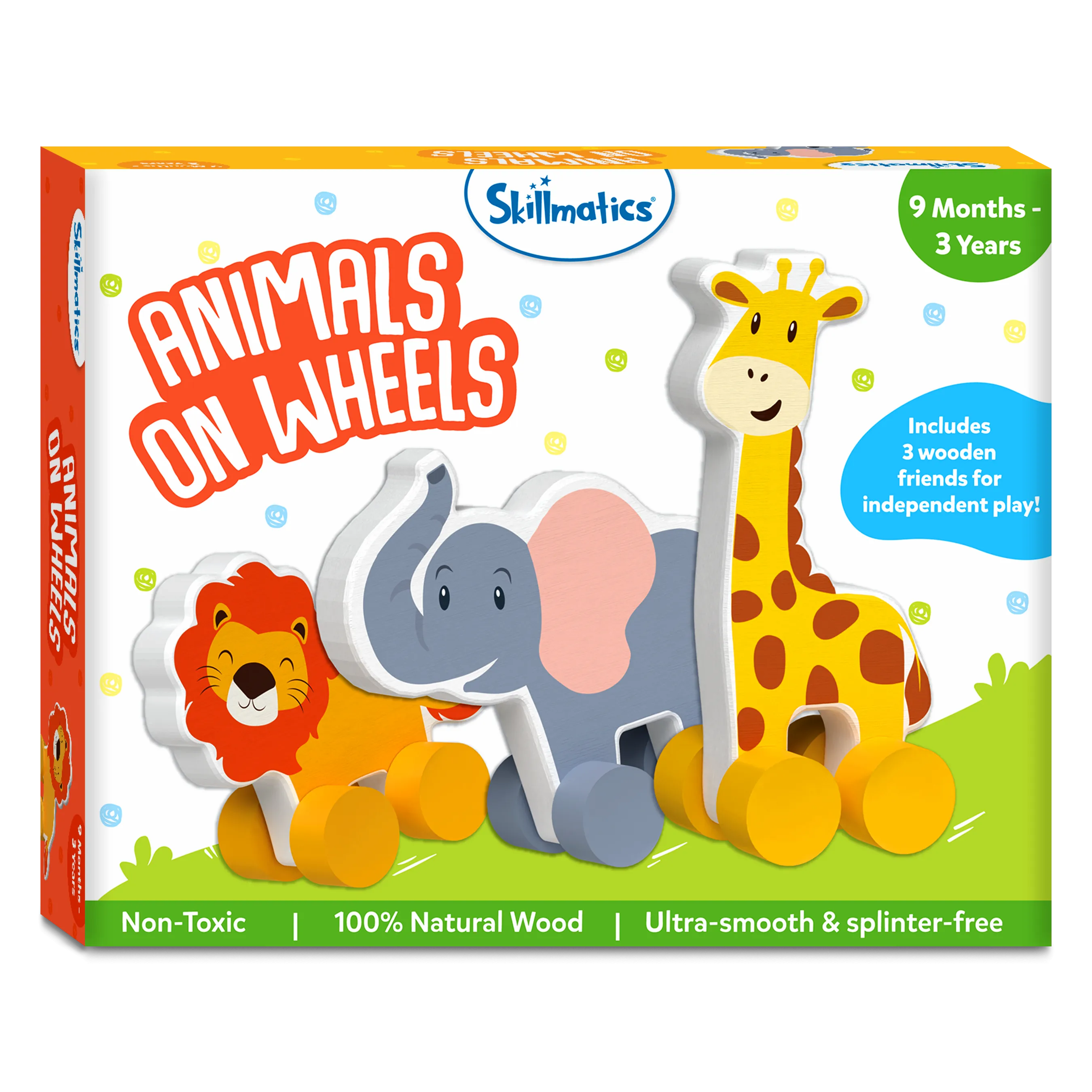 Skillmatics Wooden Animal Toys on Wheels, Imaginative Play for Toddlers, Educational Gifts for Infants 9 Months to 3 Years