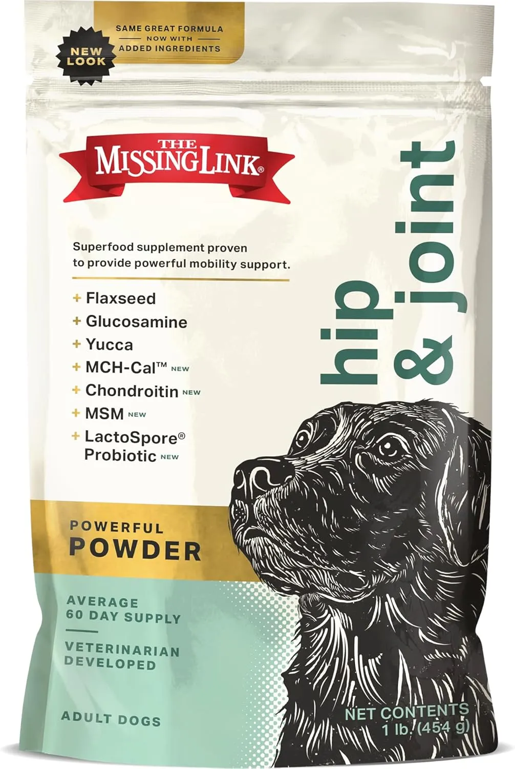 The Missing Link Hip & Joint   Probiotics Supplement 1lb Bag - Superfood Powder for Dog Cartilage & Bone Health, Joint Mobility & Flexibility