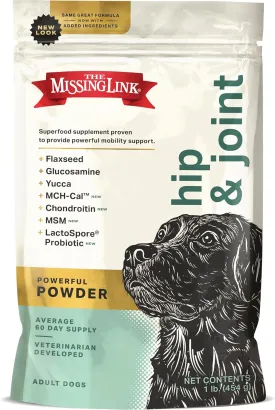 The Missing Link Hip & Joint   Probiotics Supplement 1lb Bag - Superfood Powder for Dog Cartilage & Bone Health, Joint Mobility & Flexibility