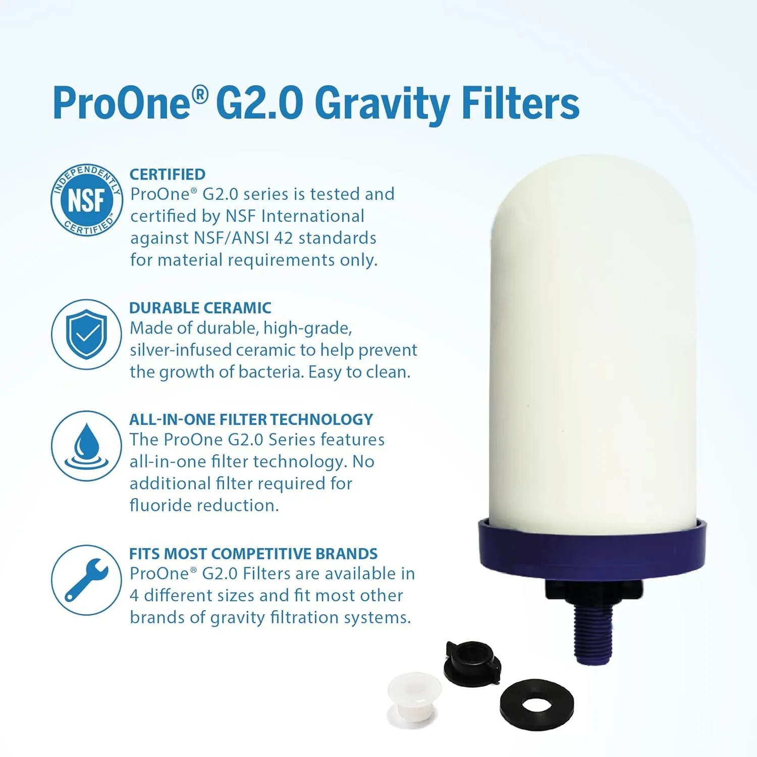 Traveler  Stainless-Steel Gravity Filter System, 2.25-Gallon Water Capacity, Countertop Water Dispenser for Home & Travel with One 5” Filter & Wire Stand, Independently Tested Proven to Reduce