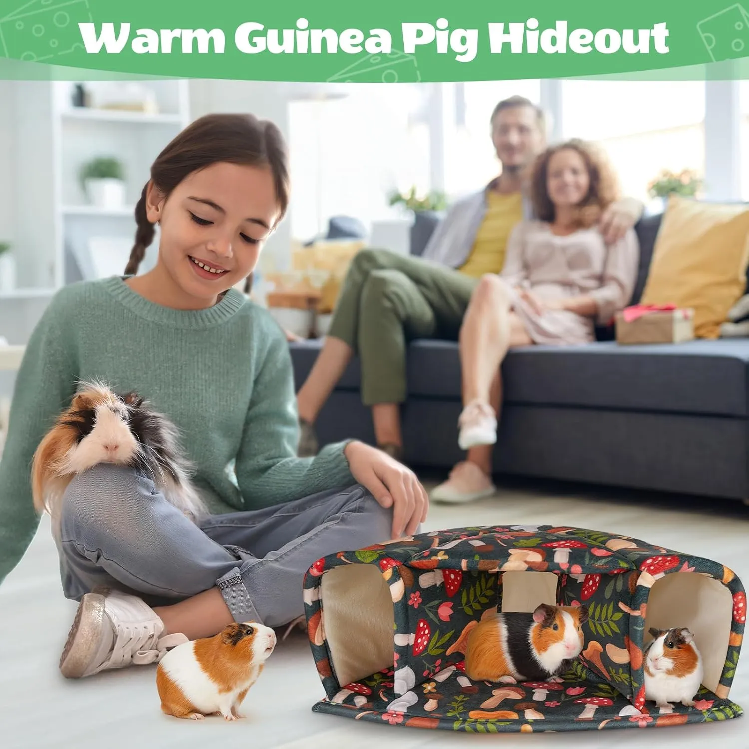 Unicorn Catcher Guinea Pig Hideout - Large Cozy Bed, Warm House, Washable Tunnel Accessories for Small Pets: Hamster, Chinchilla, Bunny
