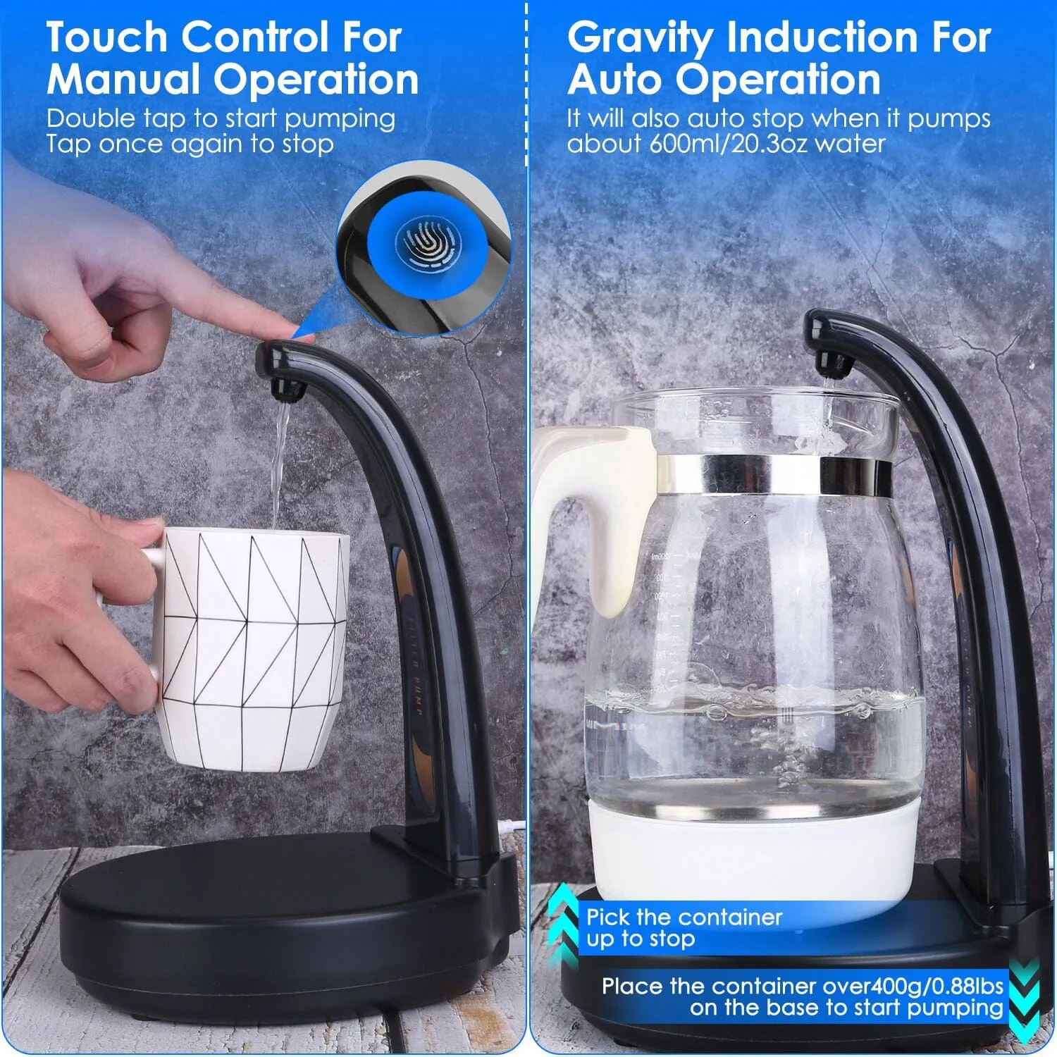 Water Bottle Dispenser USB Rechargeable Mini Water Jug for 1-5 Gallon Water Jugs