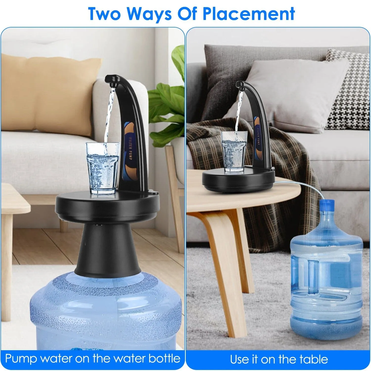 Water Bottle Dispenser USB Rechargeable Mini Water Jug for 1-5 Gallon Water Jugs