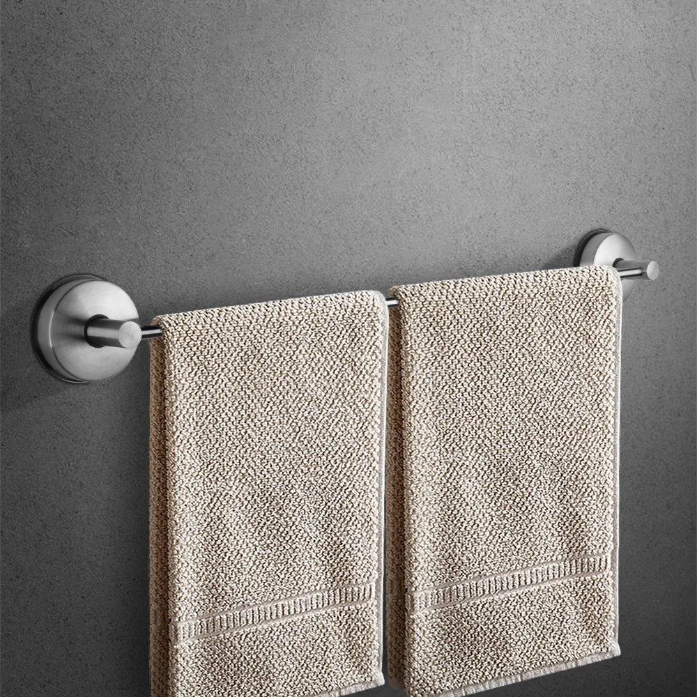 Yohom Stainless Steel 3-Piece vacuum Suction Cup Bathroom Kitchen Hardware Accessory Set with 18.5” Towel Bar Rack, 2 x Shower Robe Hooks Holder, Brushed Finish